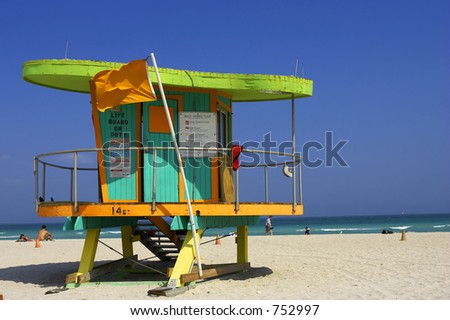 Lifeguard station, miami beach, florida, america, usa