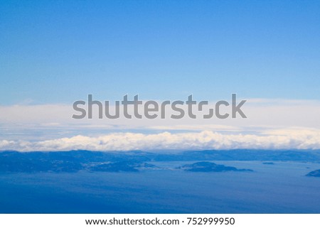 New Zealand Landscape Photography / Aerial from Place - Cook Strait looking towards North Island