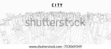 Cityscape Vector Sketch. Architecture - Illustration