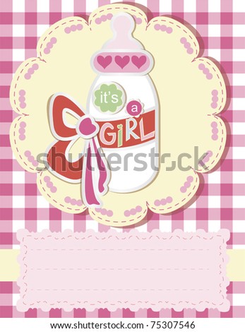 vector pink baby congratulation for girls