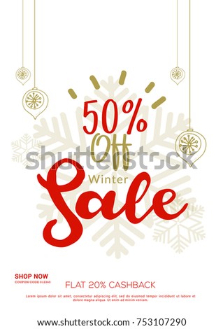 Winter Sale Banner Or Poster Template Design Background.Easy To Edit.