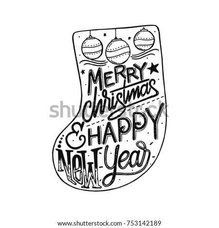 Merry Christmas Hand Drawing Typography And Doodle Illustration