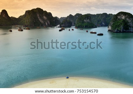 Halong bay from top view on Ti Top Island Royalty-Free Stock Photo #753154570