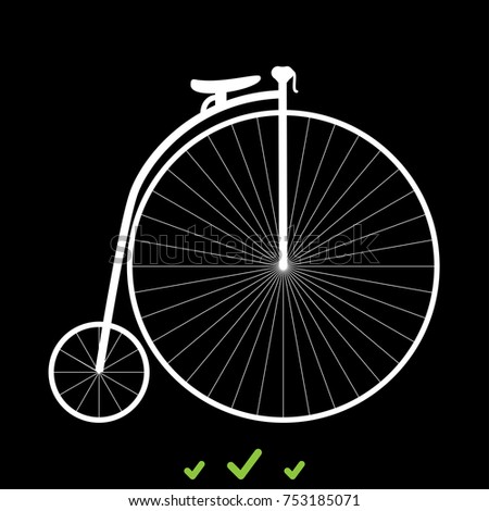 Retro bicycle white icon .
