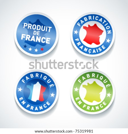 Set of Made in France stickers. Vector.