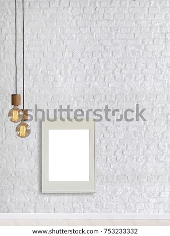white brick wall empty interior design modern lamp and for home, hotel, office.