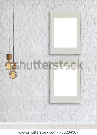 white brick wall empty interior design modern lamp and for home, hotel, office.