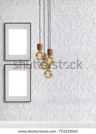 brick wall empty interior design modern lamp and for home, hotel, office.