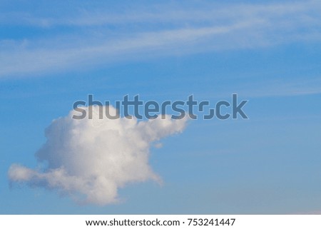 White cloud in the blue sky background