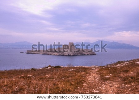 View on Marseille, If Castle and the sea from Frioul Islands.