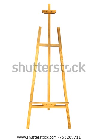 Wooden easel isolated on white with Clipping Path