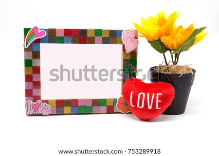 Picture Frame and sunflower for Home Decoration, isolated background