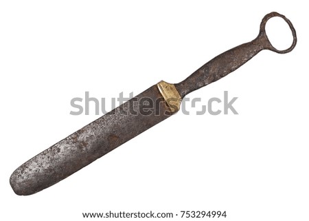 very old rusty knife sharpener isolated on white