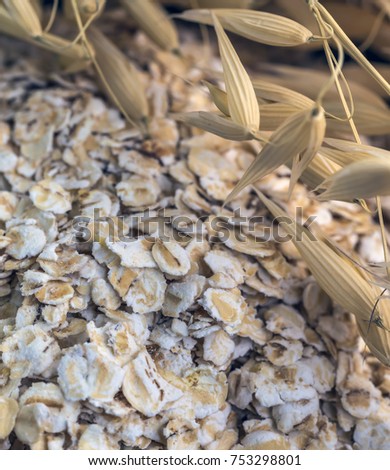 Food in the village. Oat flakes for cooking porridge.