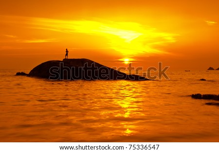 Beauty Sunset , at Kalim Rock Beach, Phuket South of Thailand