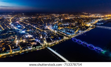 Riga city night Drone Air photo