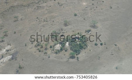 aerial view landscape, Kopje hills, Serengeti, Tanzania, Africa                          