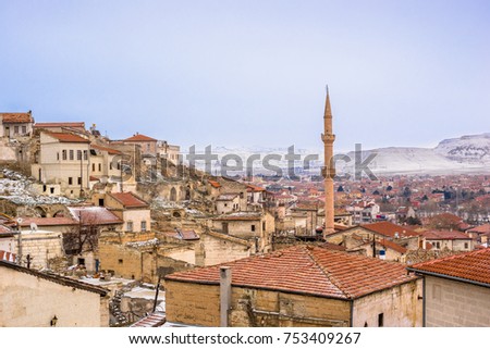 Old Houses and mosque in Avanos Town, Nevsehir City, Cappadocia, Turkey Royalty-Free Stock Photo #753409267