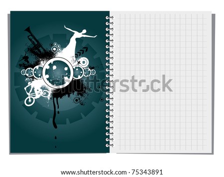 Blank spiral notebook with illustration