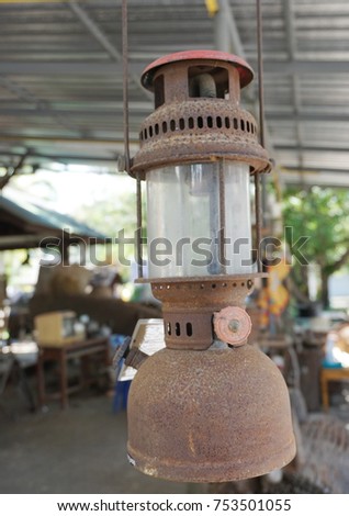 The old antique storm lantern