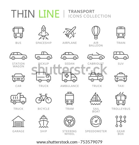 Collection of transport line icons. Vector eps8 Royalty-Free Stock Photo #753579079