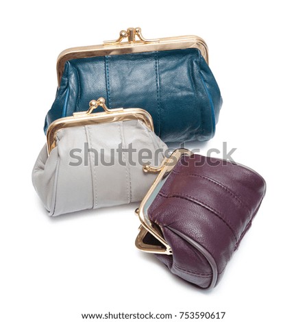 Three purses isolated on white background