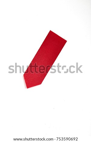 Red ribbon bookmark on white background with clipping path.