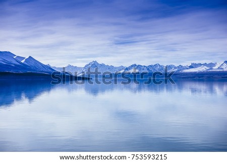 Beautiful afternoon view at Lake Pukaki New Zealand Royalty-Free Stock Photo #753593215