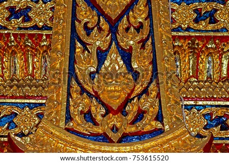 Traditional Thai style stucco in temple