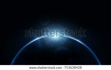 Planet earth with sunrise. vector illustration