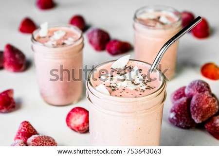 Vegan Strawberry Smoothie Royalty-Free Stock Photo #753643063