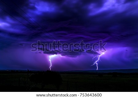 Lightning strike with dramatic clouds