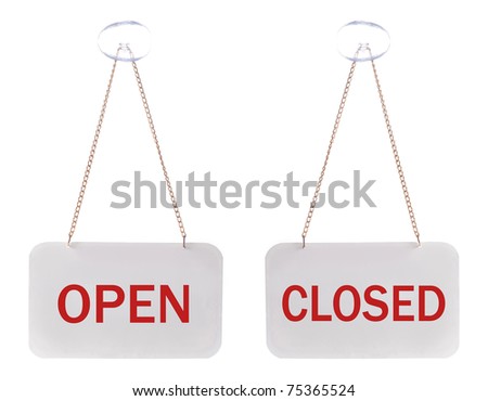 open and closed signs isolated over white
