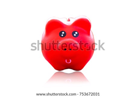 Pork piggy bank on isolated background for happy new year image. And welcome new year photo.
