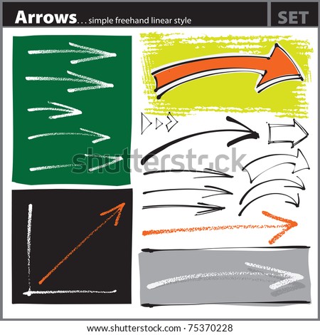 Arrows set (freehand painterly style - chalk, pen, calligraphic)