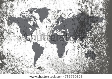 Vector grunge world map.Old map of the world.