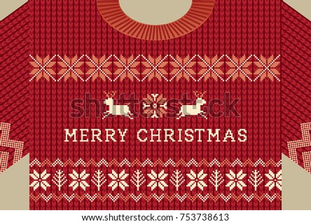 Christmas card of Nordic patterned knitted sweater