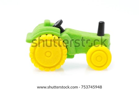 Rubber eraser  tractor car isolated on white background