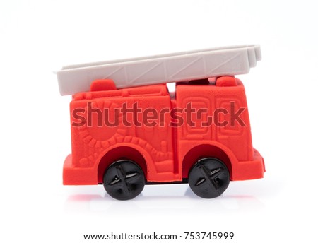 Rubber eraser Fire Truck isolated on white background