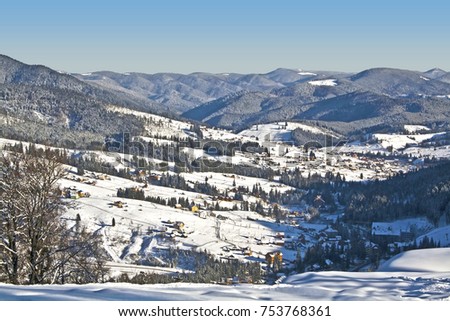 Ski resort Bukovel at winter.Top view.