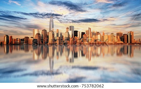 New York City at sunset, Lower Manhattan