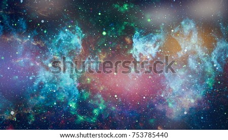 Nebula and galaxies in space. Spiral galaxy in deep space. Elements of this image furnished by NASA.