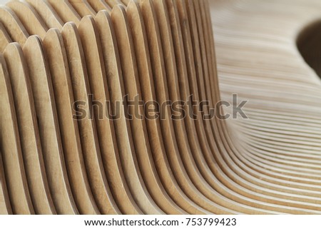 Wooden benches in city . Art benches . Designer city benches . Urban benches Royalty-Free Stock Photo #753799423