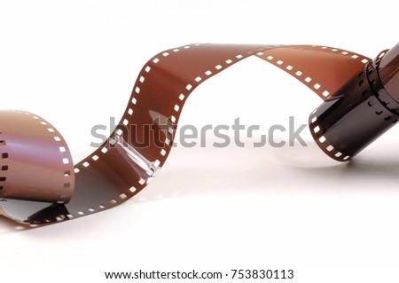 Twisted film strip on white background.