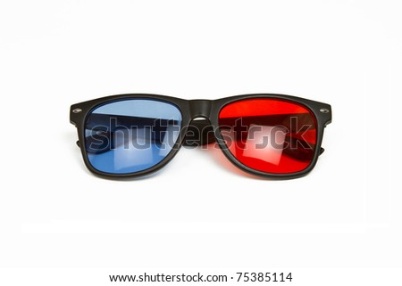 3D Glasses - Red / Blue Anaglyph 3D Glasses Isolated on a White Background