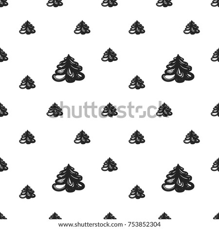 Vector xmas snowy fir tree seamless pattern. Merry Christmas and happy new year greeting card backdrop design. Retro hand drawn flat art on white background.