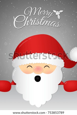 Christmas card with singing Santa Claus with greeting. Vector.