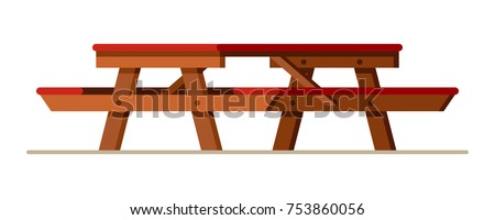 wooden picnic table in flat style vector illustration