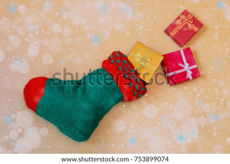 Christmas stocking with gifts 