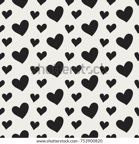 Abstract Cute Hearts Seamless Vector Pattern. Geometric texture. Repeating background.